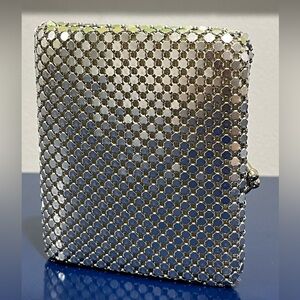 Silver Metal Mesh Wallet Purse Disco Fabric Billfold Metallic Vintage 70s 80s